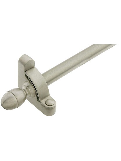 28 1/2 inch Heritage Acorn Tip Stair Rod - 1/2 inch Diameter Brass With Standard Brackets in Satin Nickel.